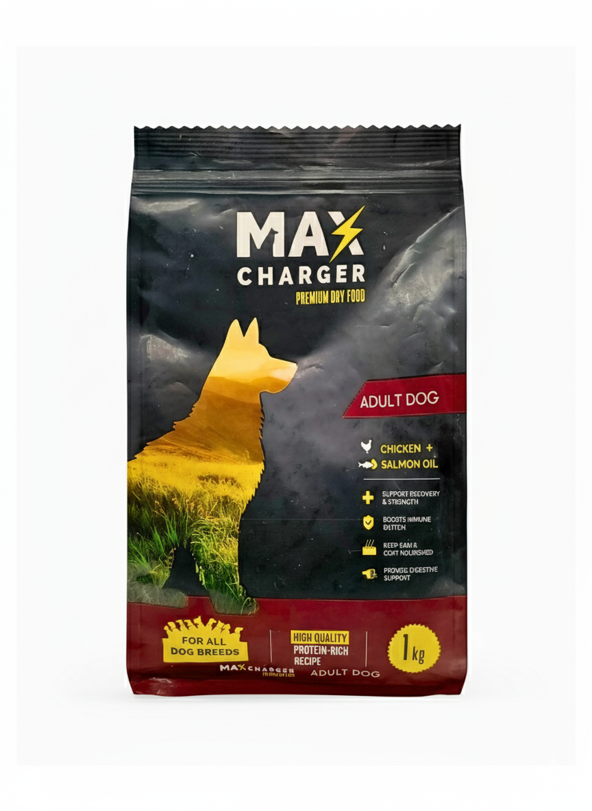 Max Charger Premium Dry Food Adult Dog Chicken + Salmon Oil 1kg