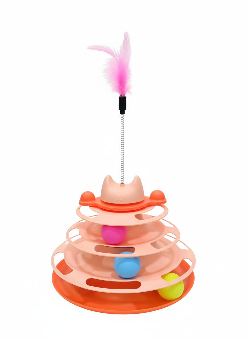 Cat Toys - Cat Roller - 4 Layers - Balls and Feather Wand