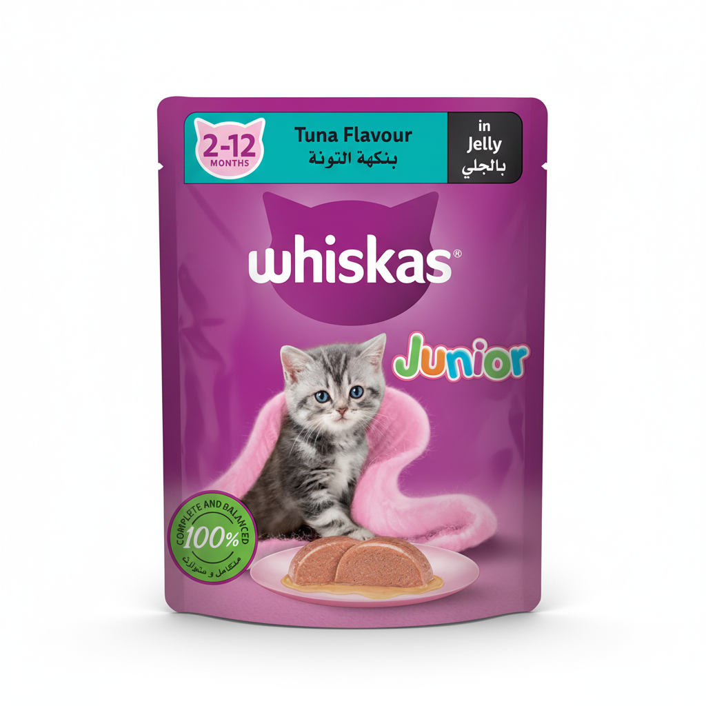 Whiskas Cat Food With Junior 2-12 Months Tuna Flavour in Jelly 80GR