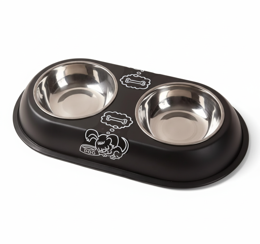 Stainless Steel Double Small Dog and Cat Food Bowl 40CM