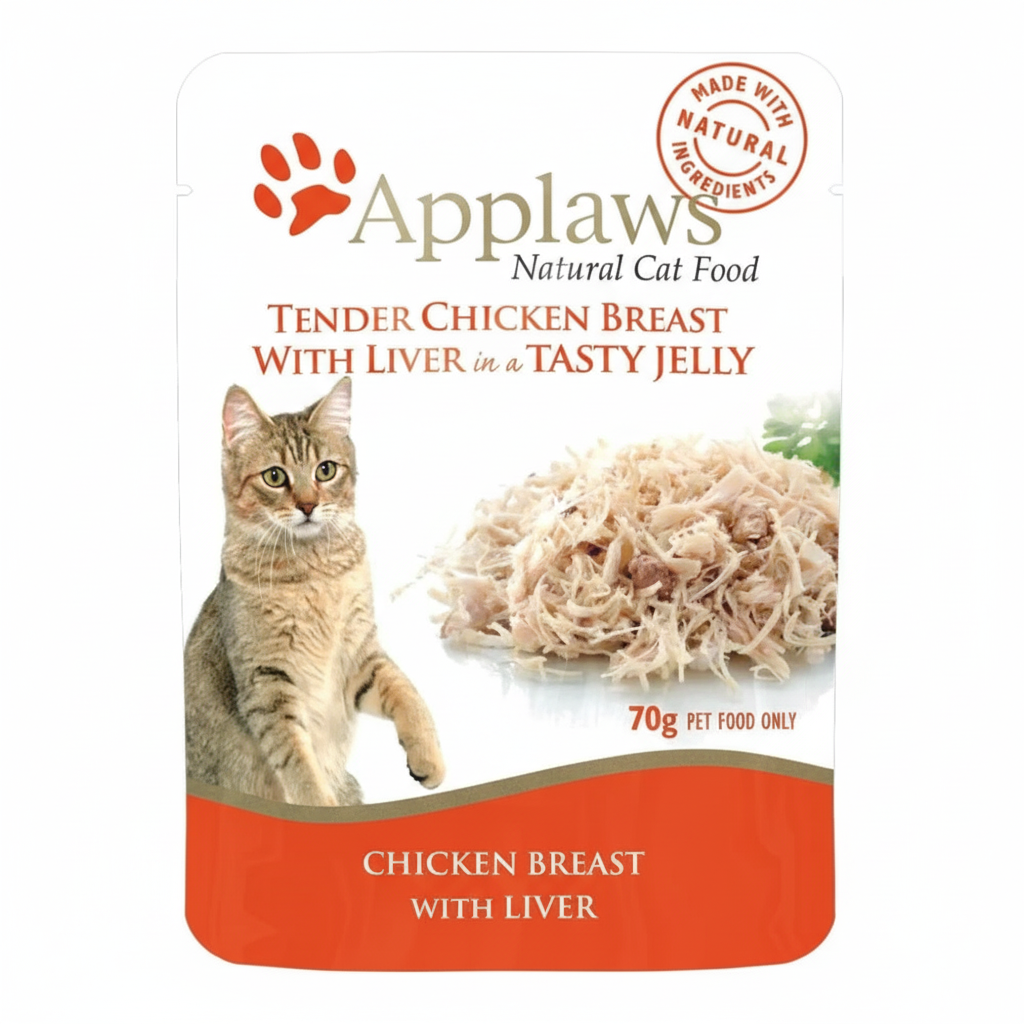 Applaws Natural Chicken Breast with Liver in Tasty Jelly Wet Cat Food Pouch -70g