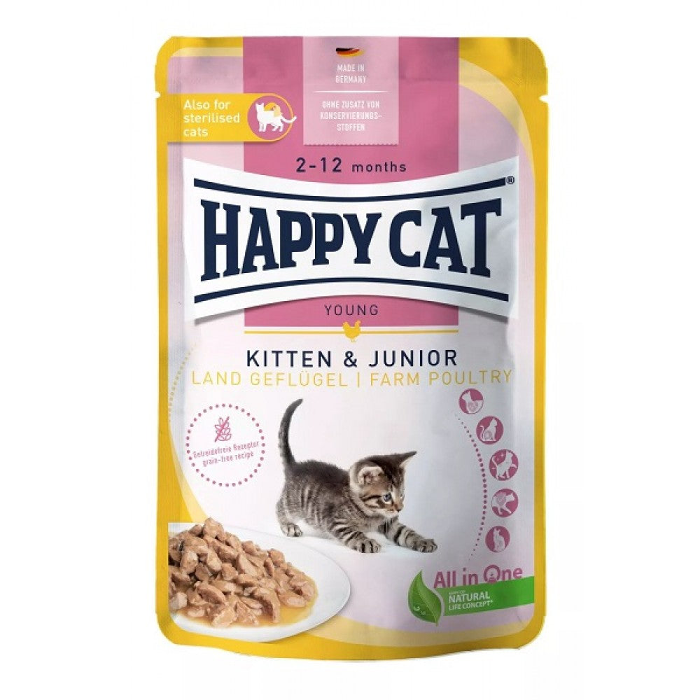 HAPPY CAT Wet Cat Food for kittens with Poultry 85g