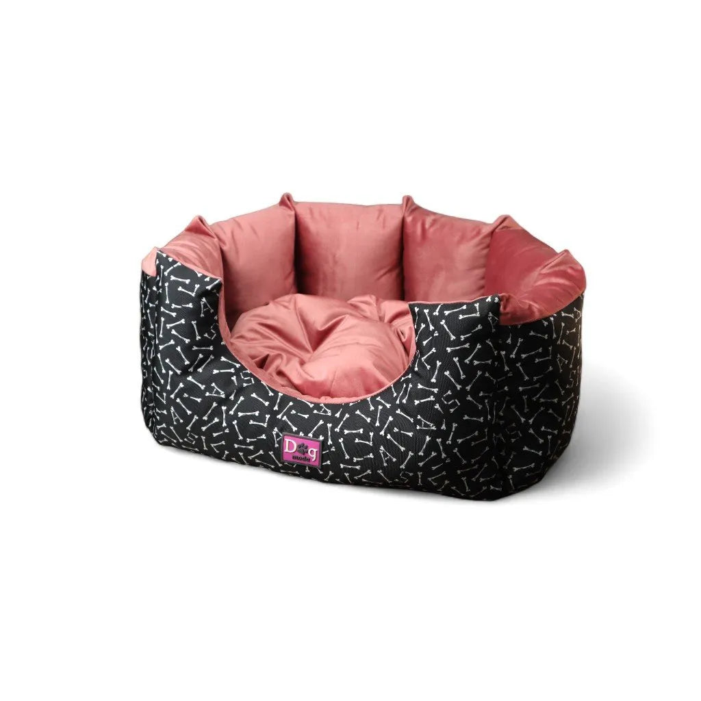 Petmoda Bone Pattern small Bed Black and Cashmere 50*45