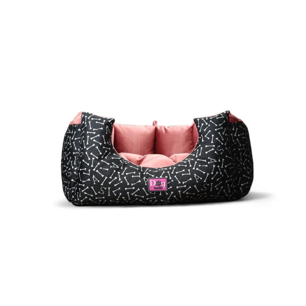 Petmoda Bone Pattern small Bed Black and Cashmere 50*45