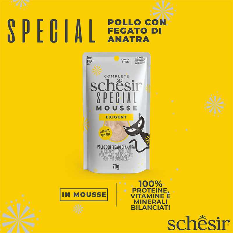 Schesir Exigent pollo con fegato di anatra in mousse 70g in busta