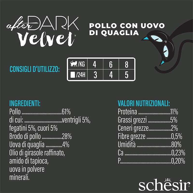 Schesir after dark Pollo con uovo di quaglia in mousse 80g in busta