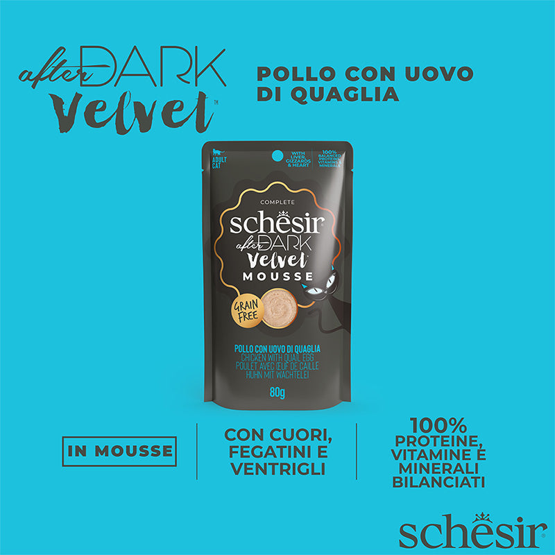 Schesir after dark Pollo con uovo di quaglia in mousse 80g in busta