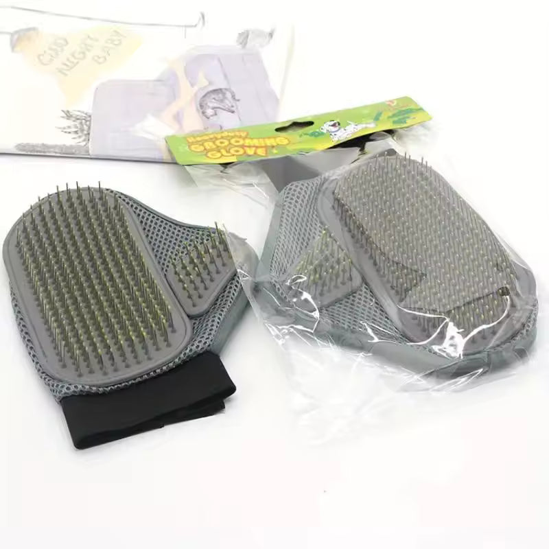 Pet Grooming Glove - Efficient Dog & Cat Hair Removal Brush with Massage Tips