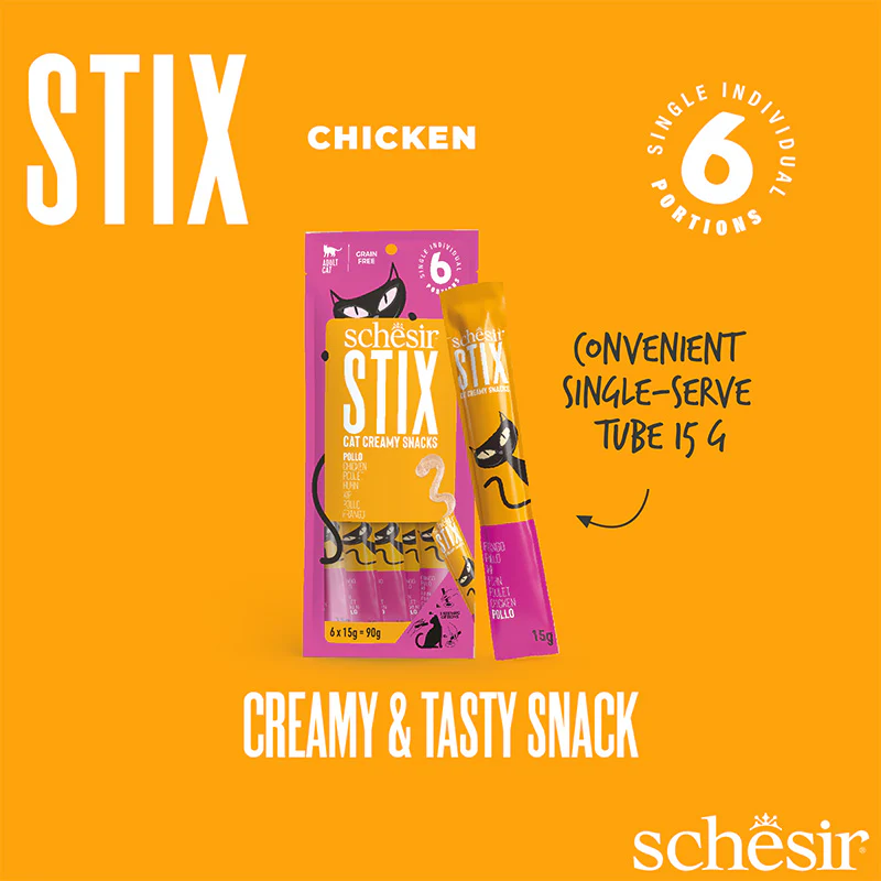 SCHESIR Stix Cream with Chicken - Treat for Cats - 6x15g = 90g