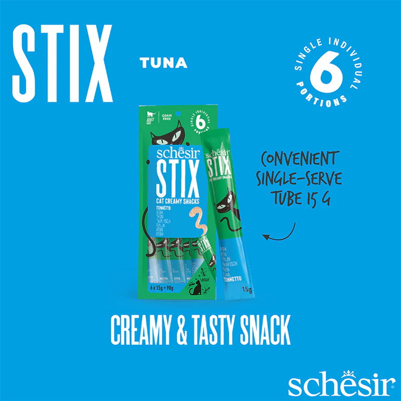 SCHESIR Stix Creamy with Tuna - Treat for Cats - 6 X 15g =90g