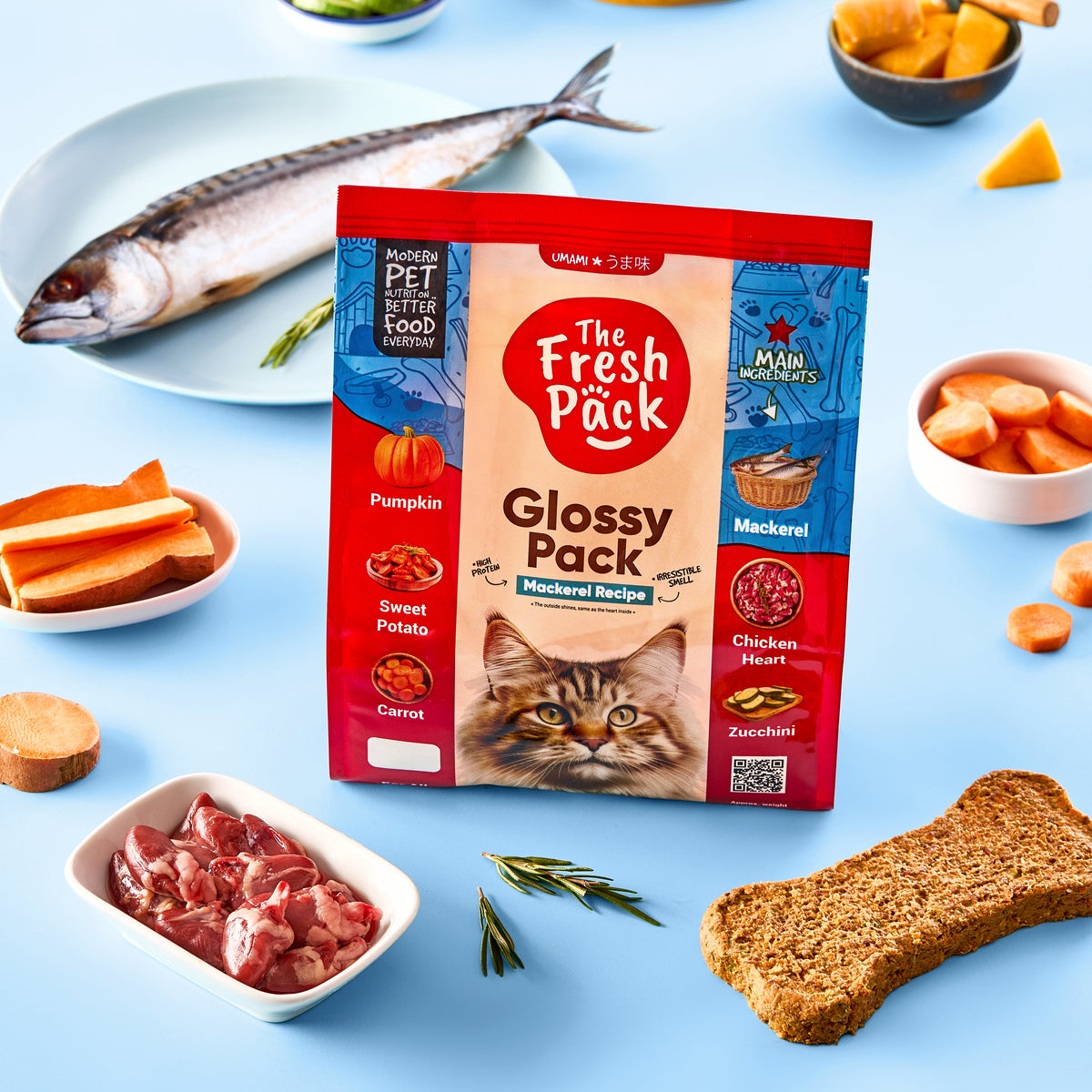 The Fresh Pack Glossy UMAMI Pack for cats - With Mackerel Fish