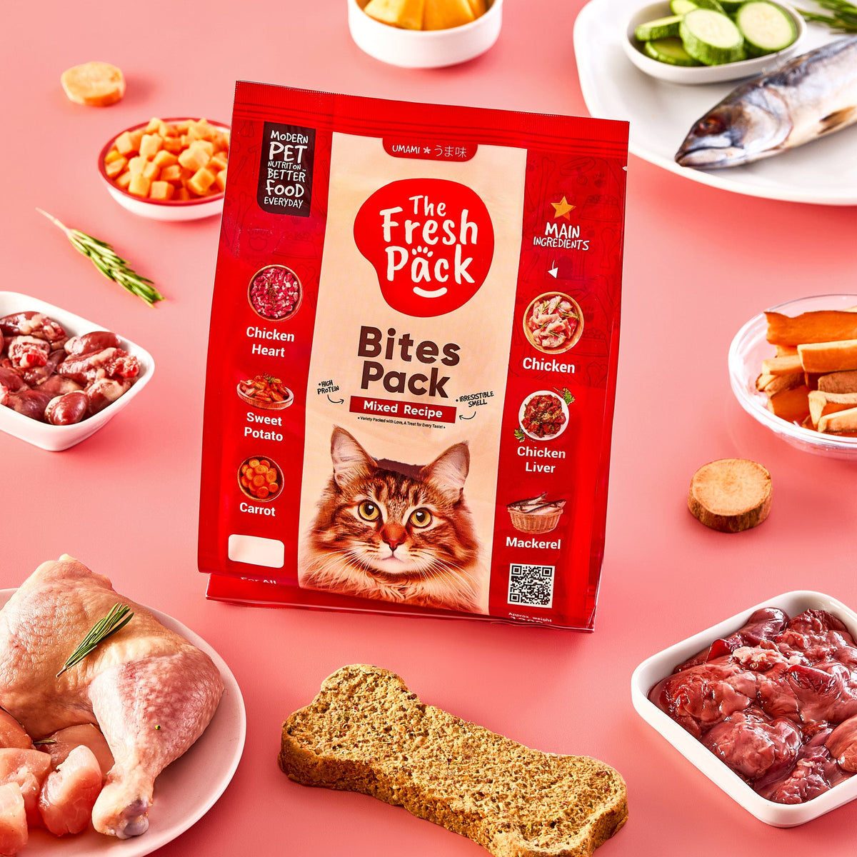 The Fresh Pack Bites UMAMIPack for cats- Mixed Flavors