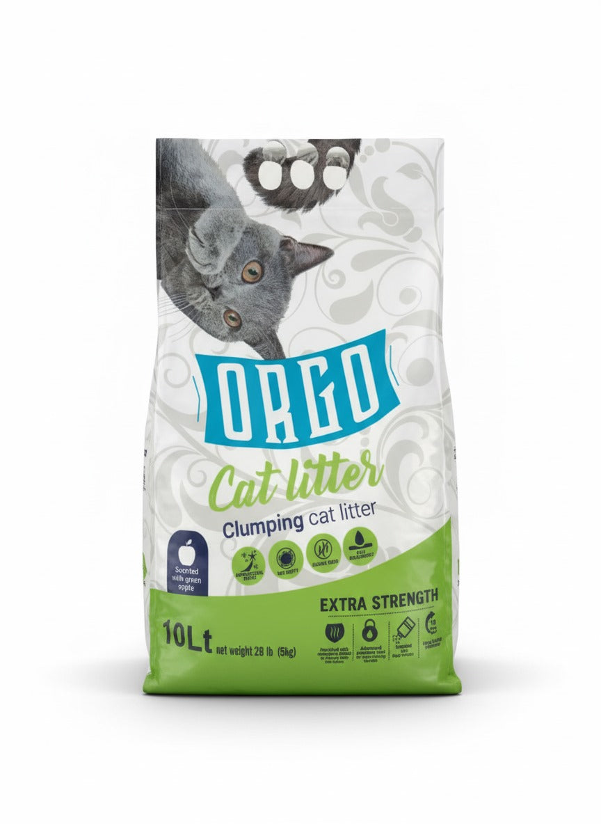 orgo white cat litter green apple 10l