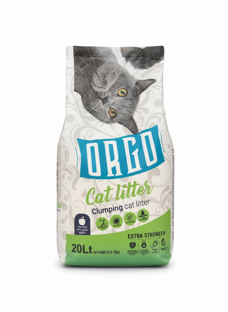 orgo white cat litter green apple 20l