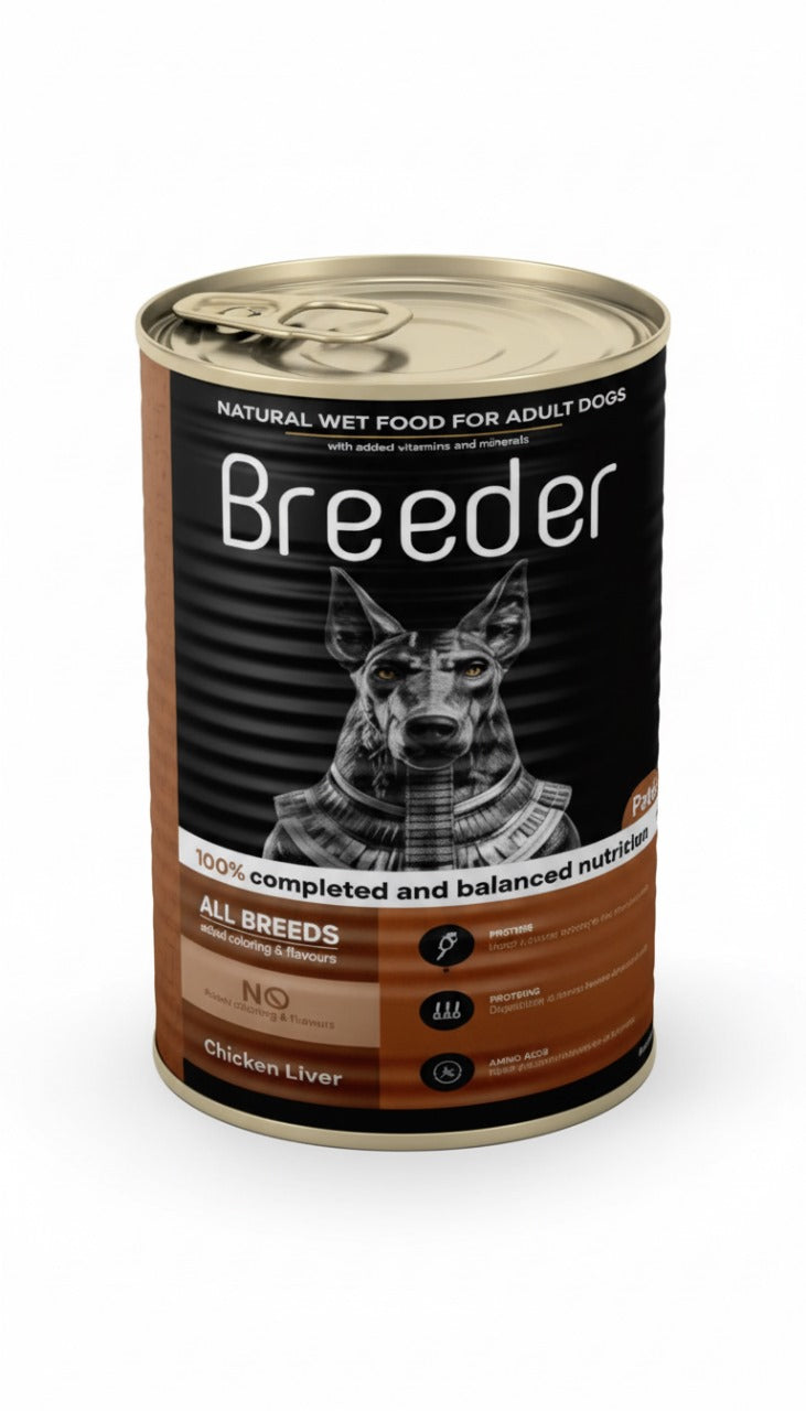 breeder pate canned food for adult dog chicken with liver 400g