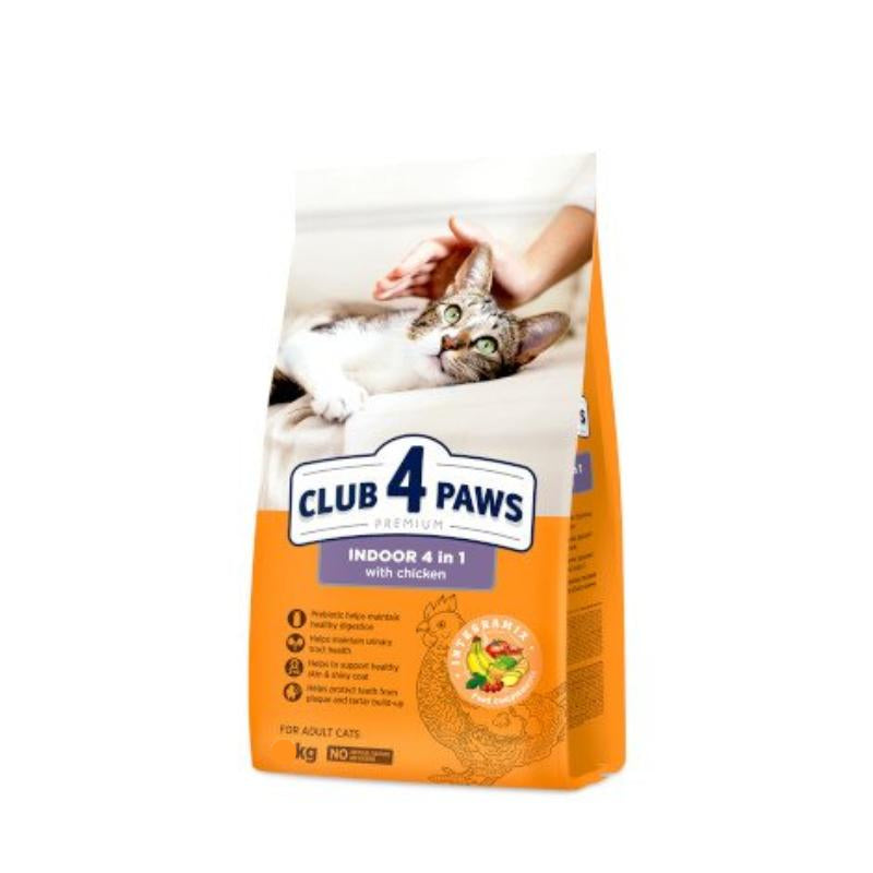 Club 4 Paws Indoor 4in1 Dry Food with Chicken for Adult Cats 900 gr