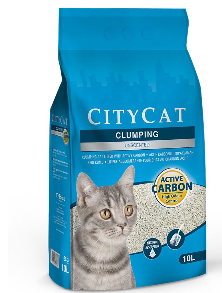 CITYCAT Clumping Cat Litter Active Carbon - 10L