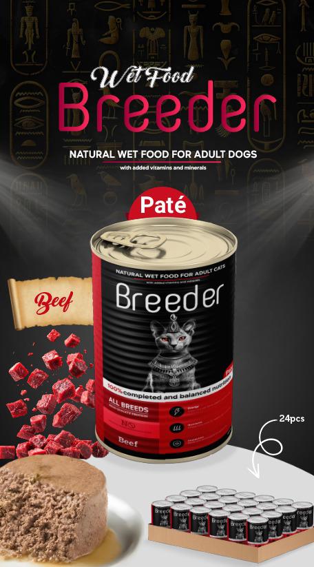 breeder pate canned food for adult cat beef 400g