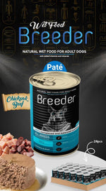 breeder pate canned food for adult dog chicken with beef 400g