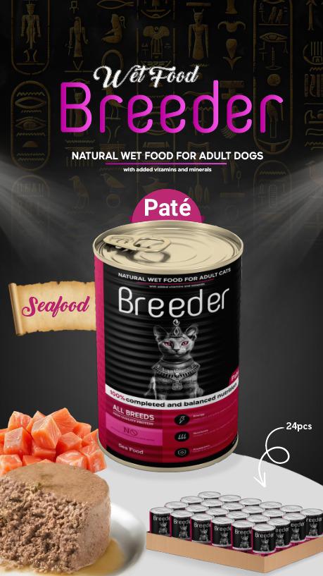 breeder pate canned food for adult cat seafood 400g