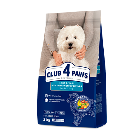 Club 4 Paws Small Breeds Hypoallergenic Formula Lamb & Rice 2kg