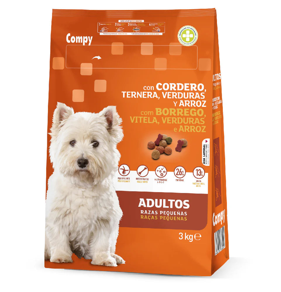 Compy Dry Food with meat and Vegetables for Small Breed Adult Dogs 3 kg