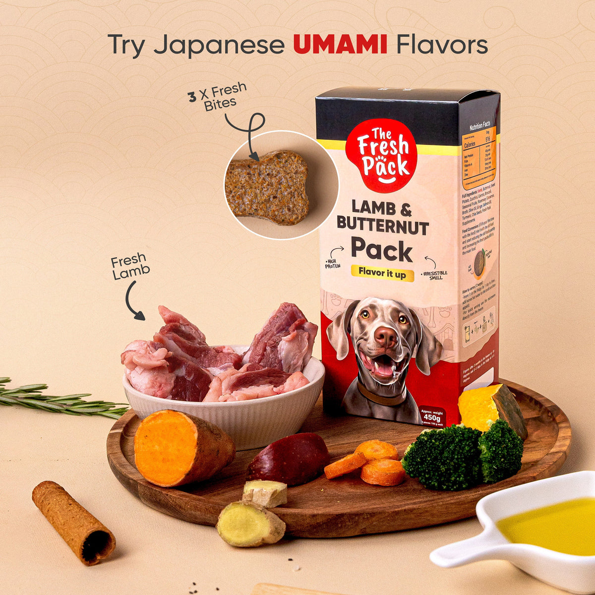 The Fresh Pack Lamb Recipe For Dogs - "UMAMI" 450 Grams