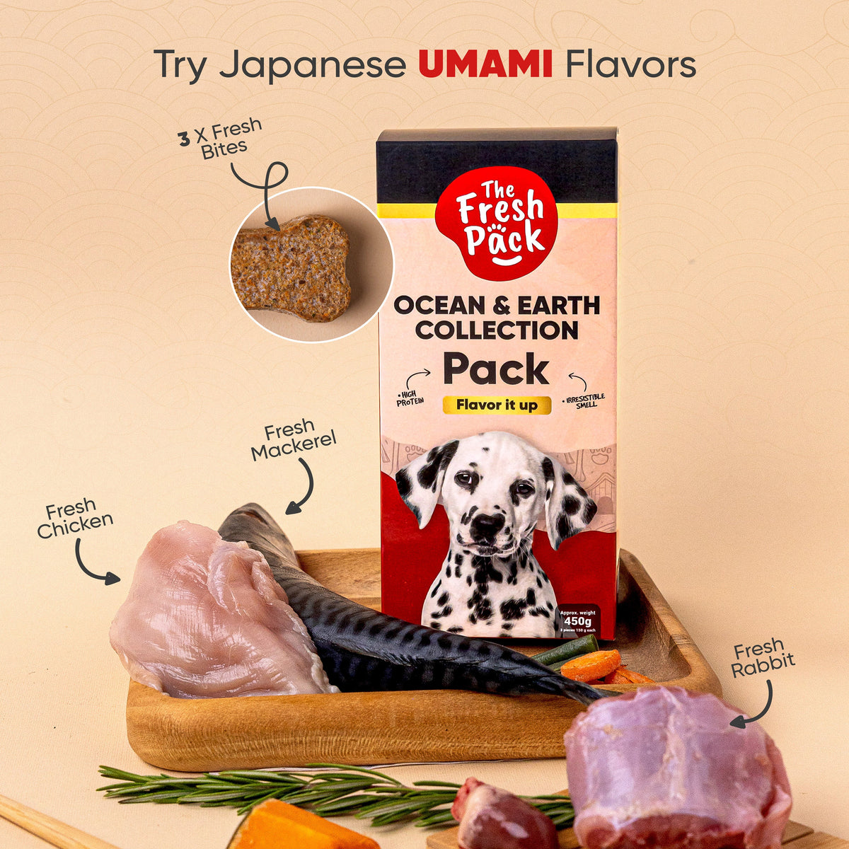 The Fresh Pack Ocean & Earth Collection For Dogs - "UMAMI" 450 Grams