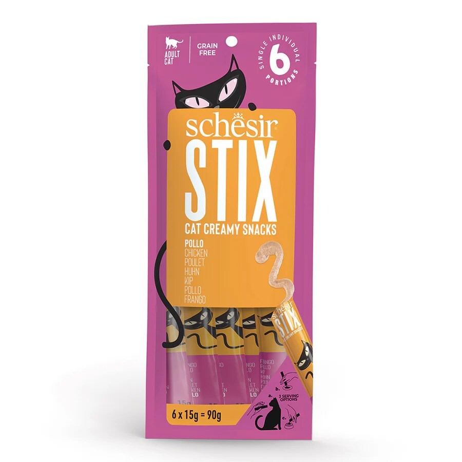 SCHESIR Stix Cream with Chicken - Treat for Cats - 6x15g = 90g