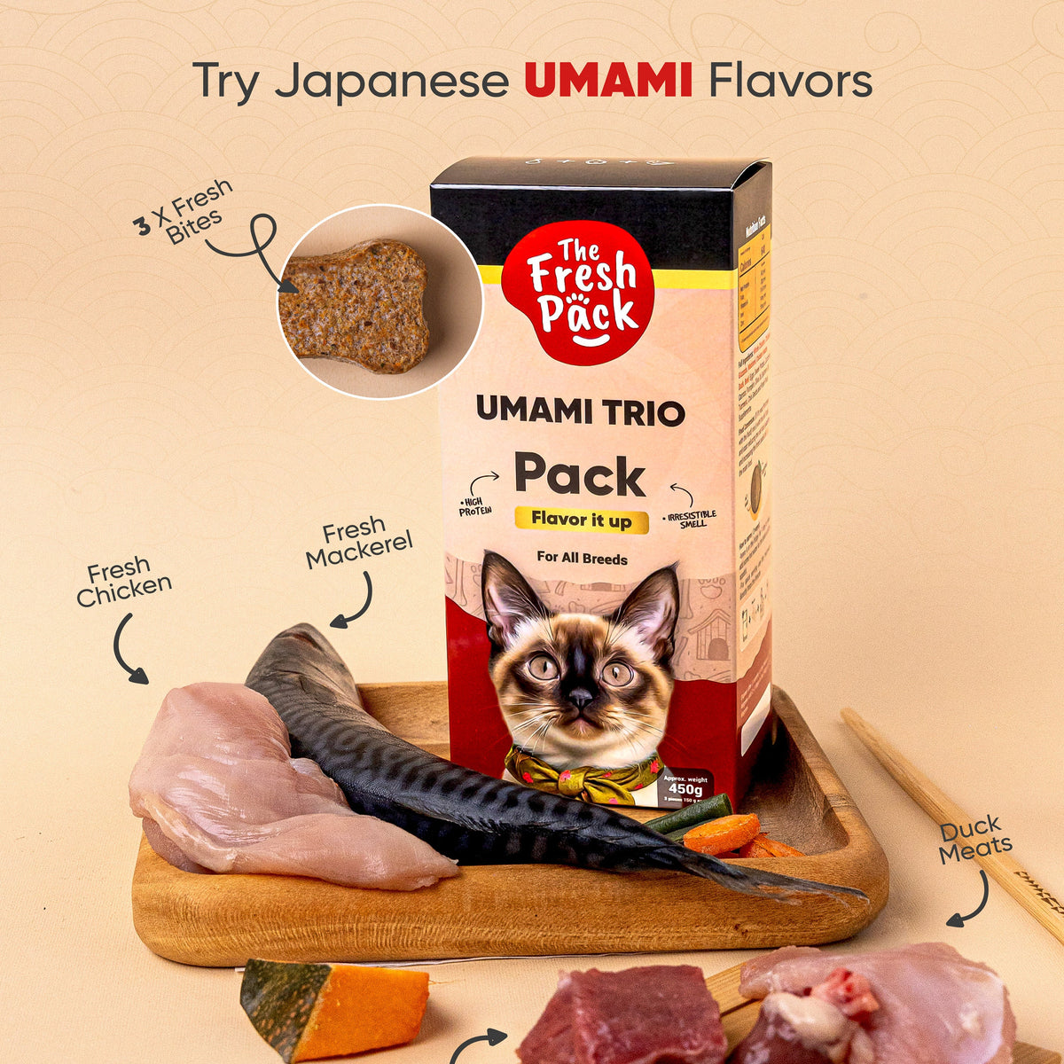The Fresh Pack UMAMI Trio For cats - Collection - 450 Grams